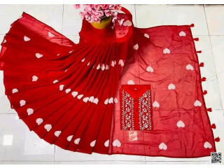 Couple set muslin silk with hand print panjabi