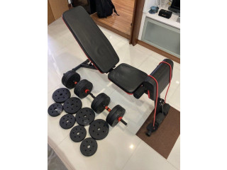 Bench press with Dumbbell and Barbell set