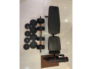 Bench press with Dumbbell and Barbell set