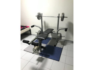 Bench press with Dumbbell and Barbell set