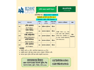 সৌদি আরব এর বিখ্যাত REZAYET GROUP কোম্পানীতে কিছু সংখ্যক লোক নিয়োগ চলছে।